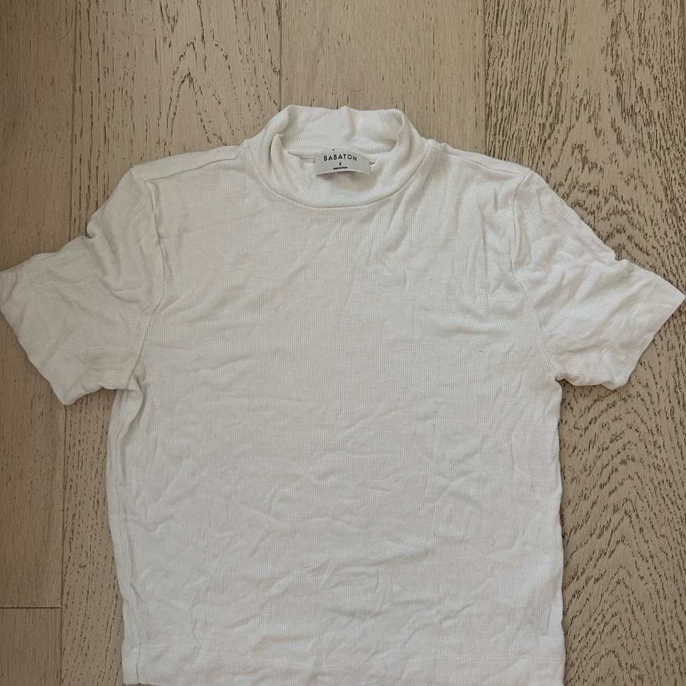 Babaton White Short Sleeve Tee Classic Crew Neck